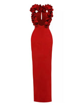 Red Color Women Sexy Off the Shoulder Florals Bodycon Long Bandage Dress Wedding Party Mermaid Celebrate Outfit Vestido